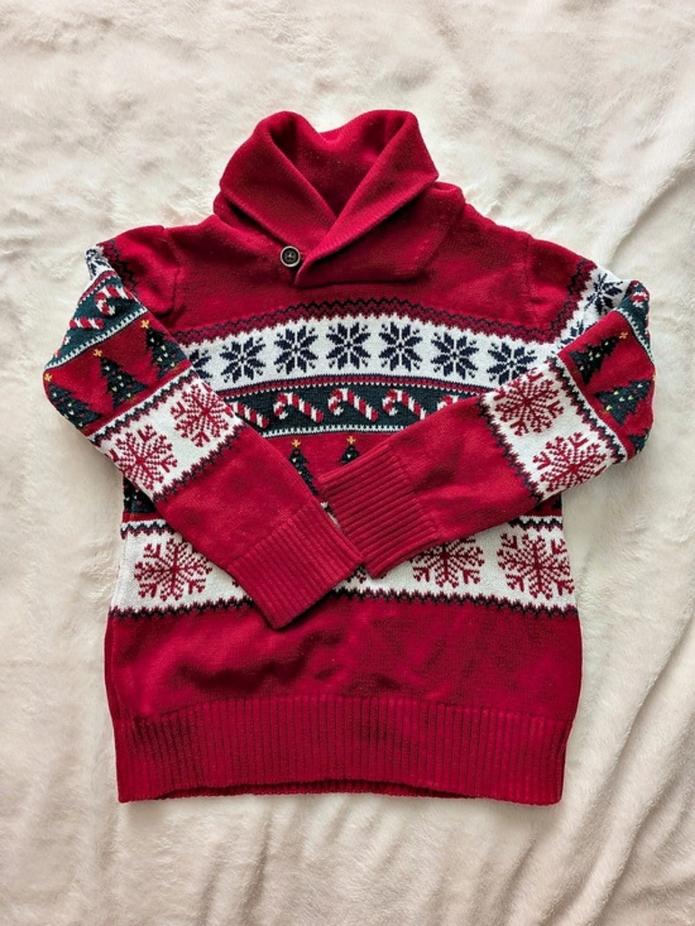 The Children's Place Christmas Fairisle Shawl Neck Sweater Boys 5/6